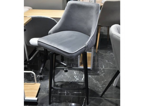 Стул полубарный Dave серый с жаккардом, с поворотным механизмом в Ростове-на-Дону