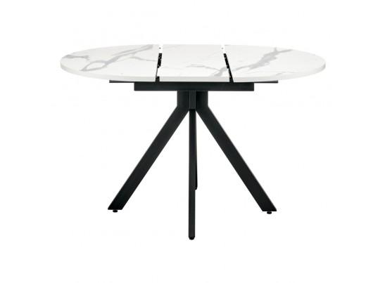 Стол Rudolf круглый раскладной 90-120x90x75см, белый мрамор, чёрный в Ростове-на-Дону
