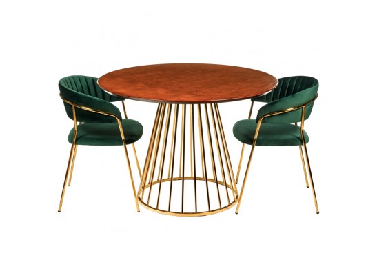 Стол Liverpool диам.110см, шпон орех с золотистыми ножками в Ростове-на-Дону