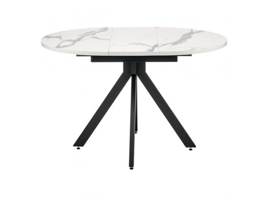 Стол Rudolf круглый раскладной 90-120x90x75см, белый мрамор, чёрный в Ростове-на-Дону