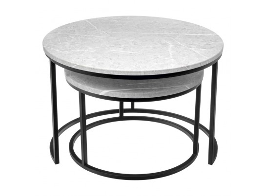 Набор кофейных столиков Tango светло-серый мрамор с чёрными ножками, 2шт в Ростове-на-Дону