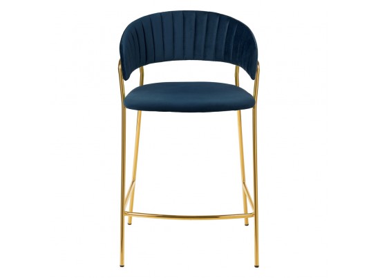 Комплект из 2-х стульев полубарных Turin синий с золотыми ножками в Ростове-на-Дону