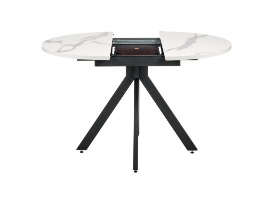 Стол Rudolf круглый раскладной 90-120x90x75см, белый мрамор, чёрный в Ростове-на-Дону