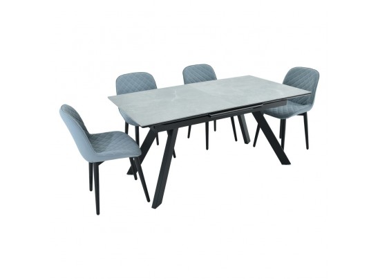 Стол Adam раскладной 140-190x90x75см, керамогранит серый мрамор, чёрный в Ростове-на-Дону