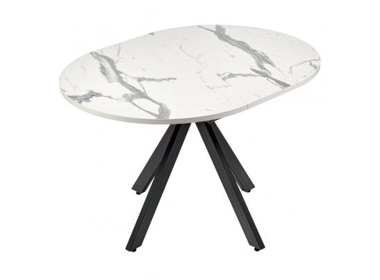 Стол Rudolf круглый раскладной 90-120x90x75см, белый мрамор, чёрный в Ростове-на-Дону