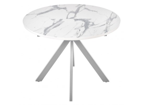 Стол Rudolf круглый раскладной 100-130x100x75см, белый мрамор, белый в Ростове-на-Дону