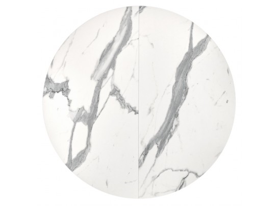 Стол Rudolf круглый раскладной 90-120x90x75см, белый мрамор, чёрный в Ростове-на-Дону