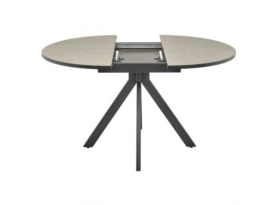 Стол Rudolf круглый раскладной 100-130x100x75см, Бетон слюда, чёрный в Ростове-на-Дону