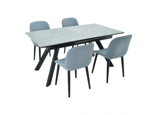 Стол Adam раскладной 140-190x90x75см, керамогранит серый мрамор, чёрный в Ростове-на-Дону