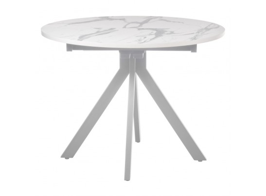 Стол Rudolf круглый раскладной 100-130x100x75см, белый мрамор, белый в Ростове-на-Дону