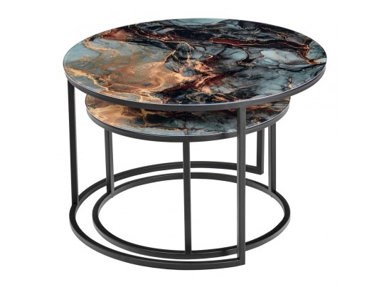 Набор кофейных столиков Tango космический с чёрными ножками, 2шт в Ростове-на-Дону