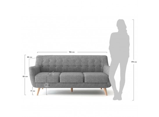 Диван Picasso трехместный серый в Ростове-на-Дону Диван Picasso трехместный серый в Ростове-на-Дону