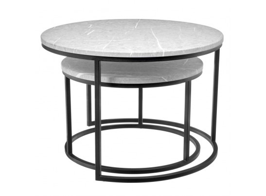 Набор кофейных столиков Tango светло-серый мрамор с чёрными ножками, 2шт в Ростове-на-Дону