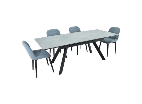 Стол Adam раскладной 140-190x90x75см, керамогранит серый мрамор, чёрный в Ростове-на-Дону