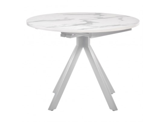 Стол Rudolf круглый раскладной 100-130x100x75см, белый мрамор, белый в Ростове-на-Дону