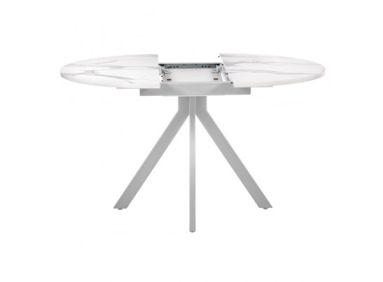 Стол Rudolf круглый раскладной 100-130x100x75см, белый мрамор, белый в Ростове-на-Дону