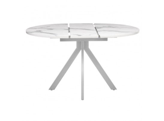 Стол Rudolf круглый раскладной 100-130x100x75см, белый мрамор, белый в Ростове-на-Дону
