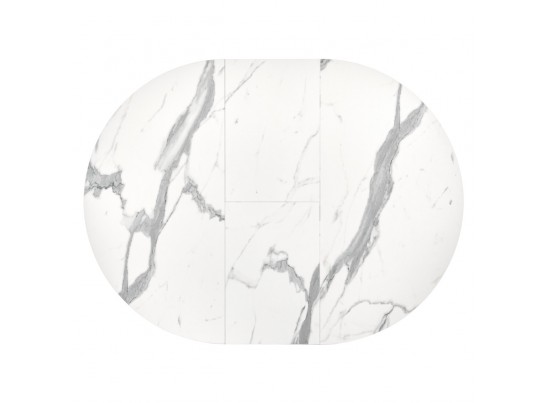 Стол Rudolf круглый раскладной 90-120x90x75см, белый мрамор, чёрный в Ростове-на-Дону
