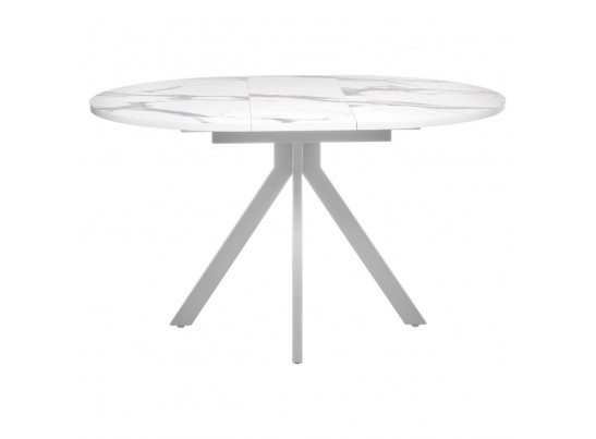 Стол Rudolf круглый раскладной 100-130x100x75см, белый мрамор, белый в Ростове-на-Дону