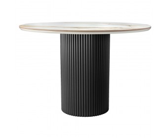 Стол Aura D110, керамогранит Calacatte gold мрамор, чёрный