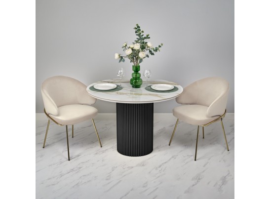 Стол Aura D110, керамогранит Calacatte gold мрамор, чёрный в Ростове-на-Дону