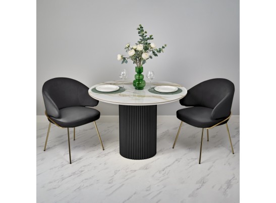 Стол Aura D110, керамогранит Calacatte gold мрамор, чёрный в Ростове-на-Дону