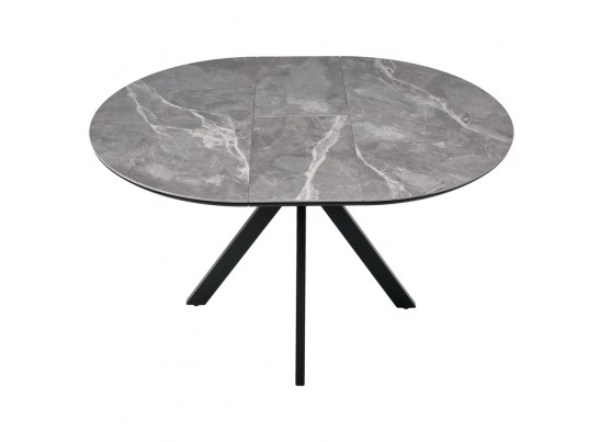 Стол Rudolf круглый раскладной 100-130x100x75см, серый керамогранит, черный в Ростове-на-Дону