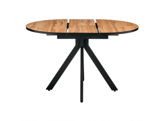 Стол Rudolf круглый раскладной 90-120x90x75см, Дуб Вотан, чёрный в Ростове-на-Дону