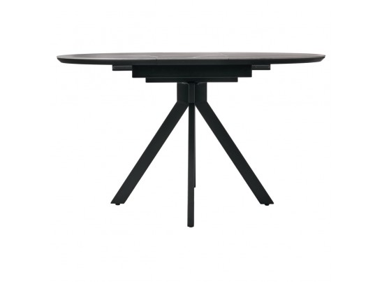 Стол Rudolf круглый раскладной 100-130x100x75см, серый керамогранит, черный в Ростове-на-Дону