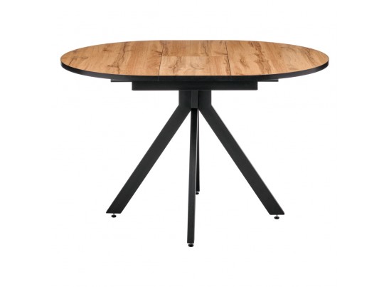 Стол Rudolf круглый раскладной 90-120x90x75см, Дуб Вотан, чёрный в Ростове-на-Дону