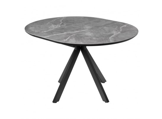 Стол Rudolf круглый раскладной 100-130x100x75см, серый керамогранит, черный в Ростове-на-Дону