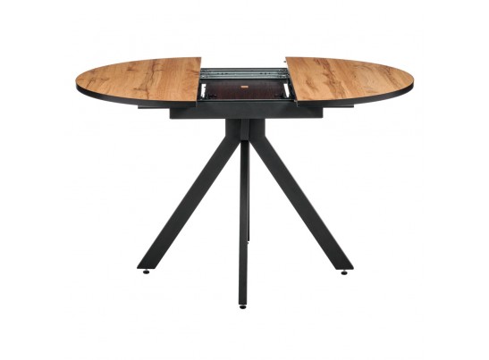 Стол Rudolf круглый раскладной 90-120x90x75см, Дуб Вотан, чёрный в Ростове-на-Дону