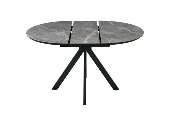 Стол Rudolf круглый раскладной 100-130x100x75см, серый керамогранит, черный в Ростове-на-Дону
