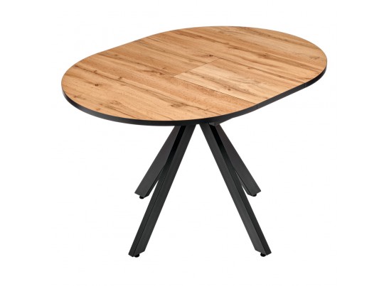 Стол Rudolf круглый раскладной 90-120x90x75см, Дуб Вотан, чёрный в Ростове-на-Дону