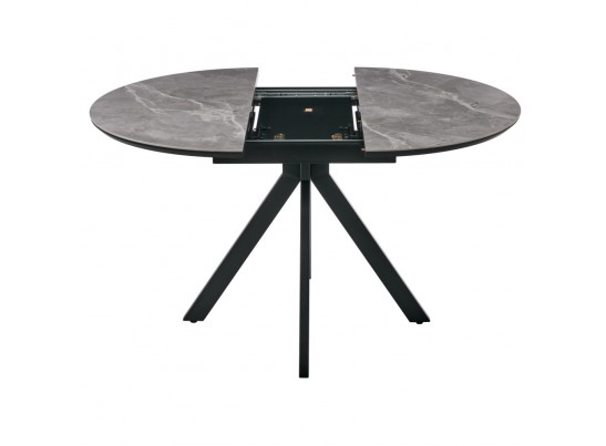 Стол Rudolf круглый раскладной 100-130x100x75см, серый керамогранит, черный в Ростове-на-Дону