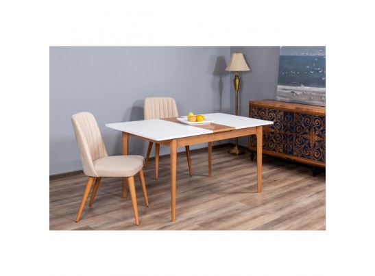 Стол Splash раскладной 125-155x85x75см, Белый, орех миланский, орех миланский в Ростове-на-Дону