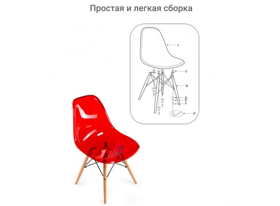Стул Eames прозрачный красный в Ростове-на-Дону