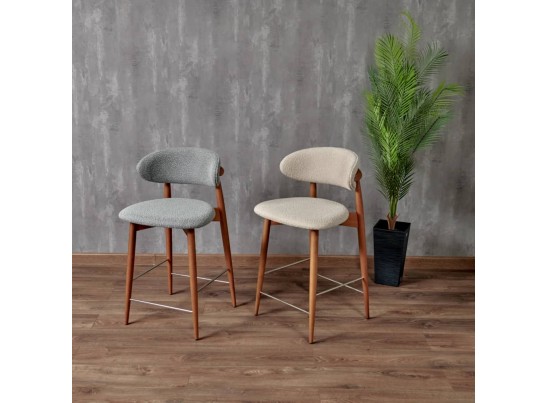 Стул полубарный Lucas светло-серый букле, ножки цвета орех в Ростове-на-Дону