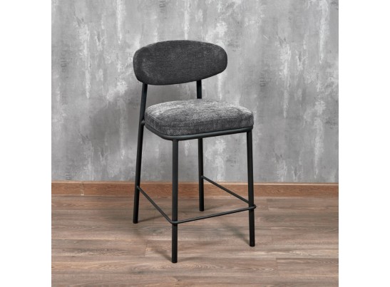 Стул полубарный Lucas 2 серый шенилл с чёрными ножками в Ростове-на-Дону
