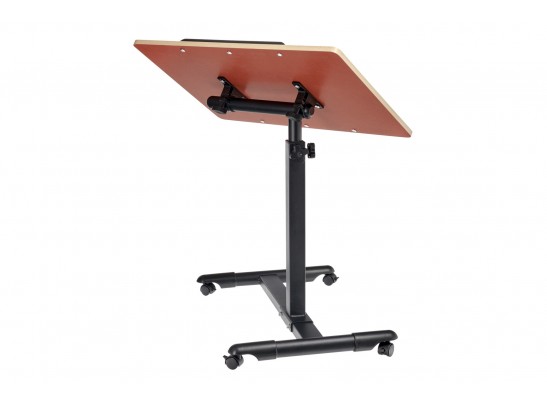 Стол многофункциональный на колёсах, 60x40 см, «РОЛЛИНГ»1 ножка, регул.высота, наклон столешницы, ограничит., мдф, металл, св.дерево, черный в Ростове-на-Дону