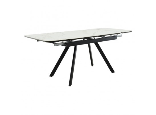 Стол Arthur раскладной 120-184x80x75см, керамогранит белый мрамор Greys White, чёрный в Ростове-на-Дону