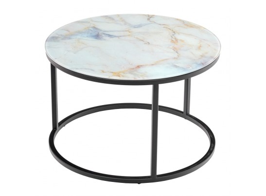 Набор кофейных столиков Tango бежевый мрамор с чёрными ножками, 2шт в Ростове-на-Дону