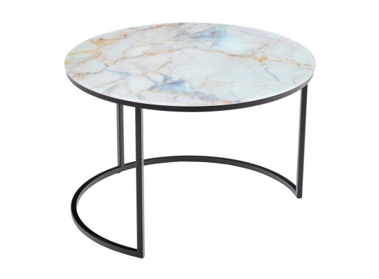 Набор кофейных столиков Tango бежевый мрамор с чёрными ножками, 2шт в Ростове-на-Дону