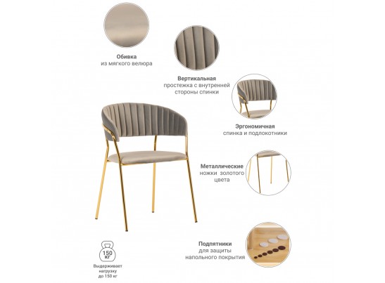 Комплект из 2-х стульев Turin латте с золотыми ножками в Ростове-на-Дону