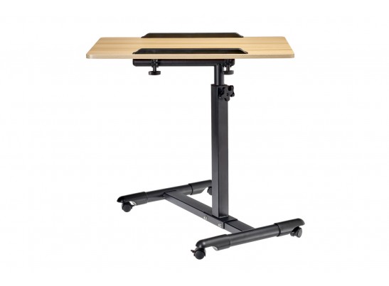 Стол многофункциональный на колёсах, 60x40 см, «РОЛЛИНГ»1 ножка, регул.высота, наклон столешницы, ограничит., мдф, металл, св.дерево, черный в Ростове-на-Дону