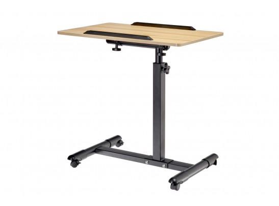 Стол многофункциональный на колёсах, 60x40 см, «РОЛЛИНГ»1 ножка, регул.высота, наклон столешницы, ограничит., мдф, металл, св.дерево, черный в Ростове-на-Дону