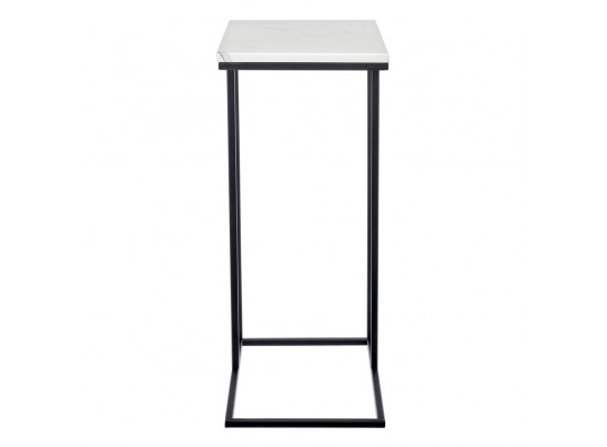 Придиванный столик Loft 50x30см, белый мрамор с черными ножками в Ростове-на-Дону