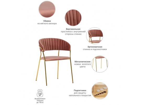 Комплект из 4-х стульев Turin пудровый с золотыми ножками в Ростове-на-Дону