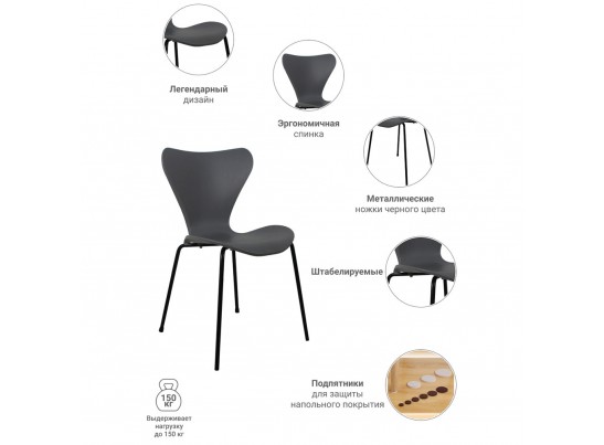 Стул Seven серый с чёрными ножками в Ростове-на-Дону