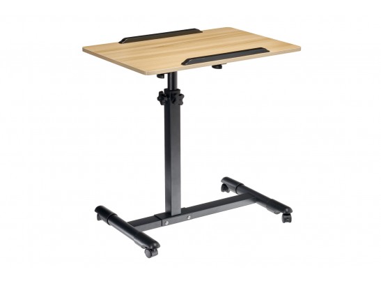 Стол многофункциональный на колёсах, 60x40 см, «РОЛЛИНГ»1 ножка, регул.высота, наклон столешницы, ограничит., мдф, металл, св.дерево, черный в Ростове-на-Дону